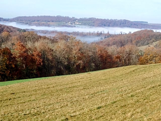 Nebel über dem Tal kurz nach der Abfahrt