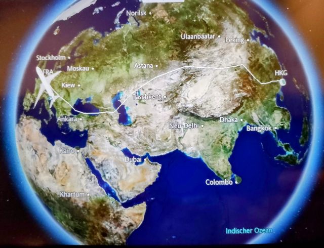 ein Blick auf die zurck gelegte Flugstrecke